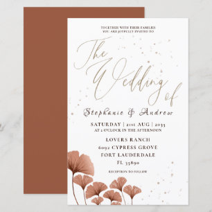 Budget Terracotta Ginkgo Leaf Hochzeit Einladung