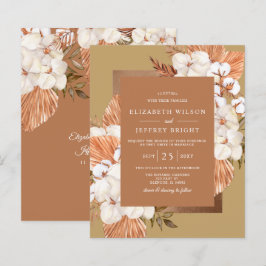 Budget Terracotta Gold Pampas Hochzeit Einladung