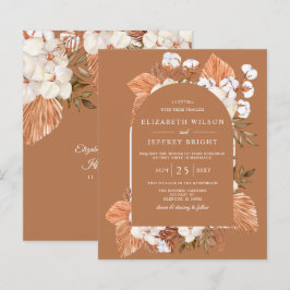 Budget Terracotta Pampas Arched Wedding Einladung