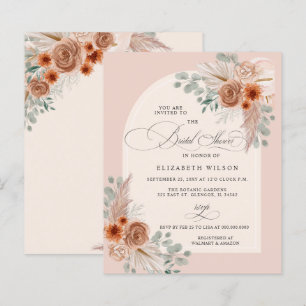 Budget Terracotta Pampas Bridal Dusche Einladung