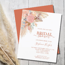 Budget Terracotta Pampas Bridal Dusche Einladung