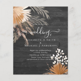 BUDGET Terracotta Pampas Grass Tropical Wedding Flyer