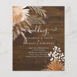 BUDGET Terracotta Pampas Grass Tropical Wedding Flyer