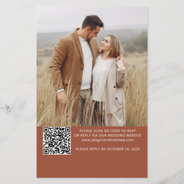Budget Terracotta QR UAWG Wedding Einladung (Rückseite)