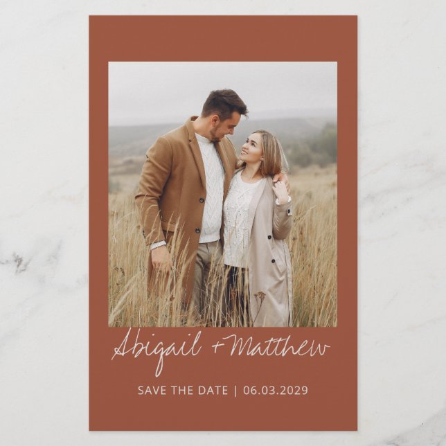 Budget Terracotta Save the Date Einladung Flyer (Vorne)