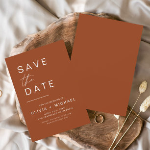 Budget Terracotta Save the Date Minimalistisch