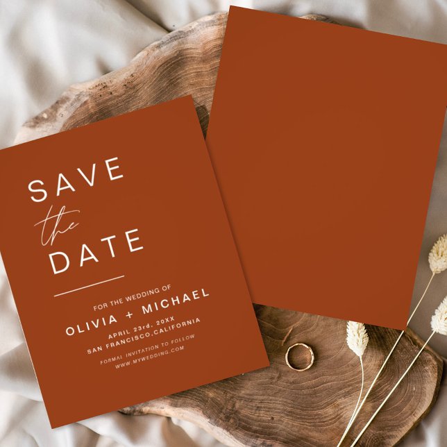Budget Terracotta Save the Date Minimalistisch Flyer (Von Creator hochgeladen)