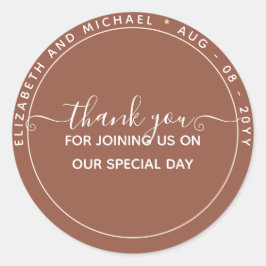 BUDGET Terracotta Vielen Dank für Monochrome Runder Aufkleber