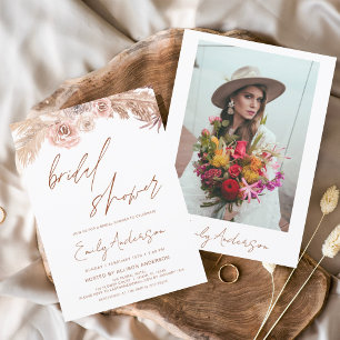 Budget Terrakotta Boho Pampas Gras Hochzeitsdusche Flyer