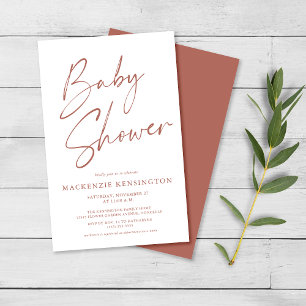 Budget Terrakotta Einfache Schrift Baby Shower FLY Flyer