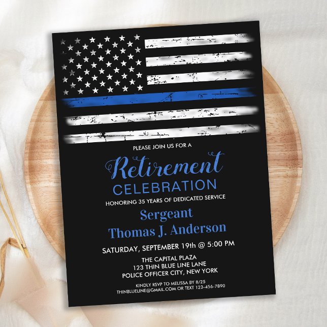 Budget Thin Blue Line Police Retirement Party Invi (Von Creator hochgeladen)