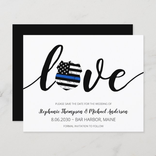 Budget Thin Blue Line Polizei Hochzeit speichern d (Vorne/Hinten)