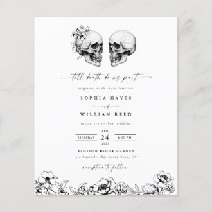 BUDGET Til Death Skull Elegante Goth Wedding Einla Flyer