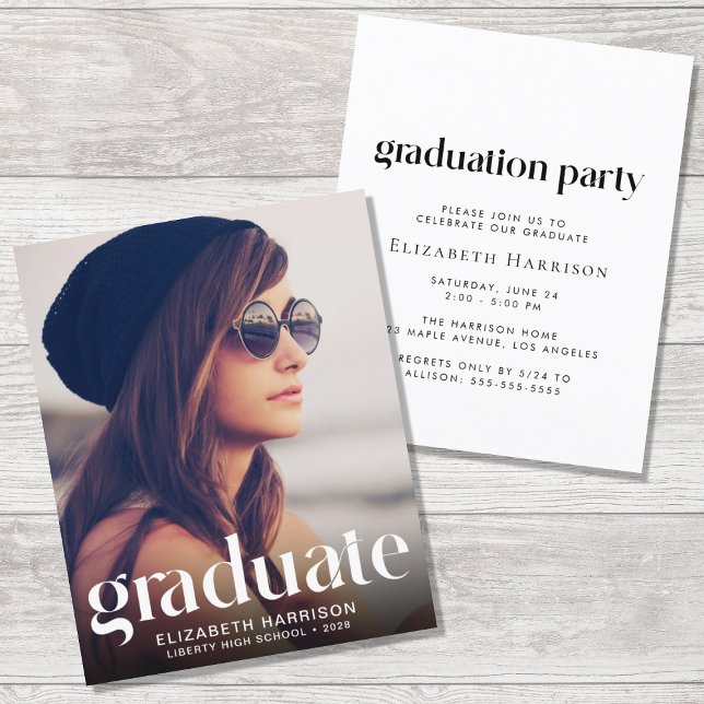 Budget Trendy Foto Graduation Party Einladung (Von Creator hochgeladen)