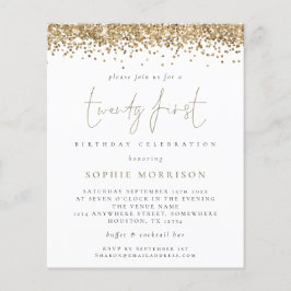 Budget Trendy Gold Glitzer 21. Geburtstag Einladun
