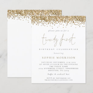 Budget Trendy Gold Glitzer 21. Geburtstag Einladun