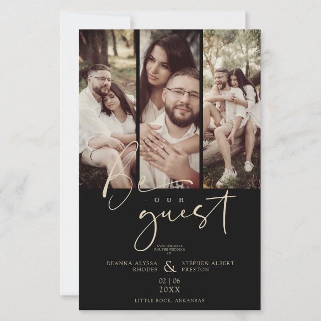 Budget Trendy Modern 3 Wedding Collage Fotos (Vorderseite)