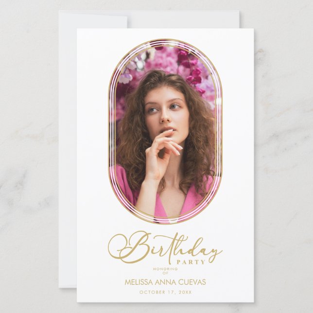 BUDGET Trendy Modern Oval Fake Golden Custom Photo (Vorderseite)