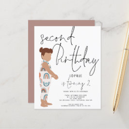 Budget Trendy Script Girl 2. Geburtstag Einladung
