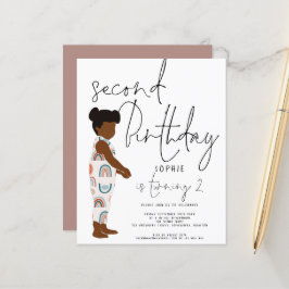 Budget Trendy Script Girl 2. Geburtstagseinladung