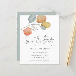 Budget Trendy Watercolor-Blätter Save the Date