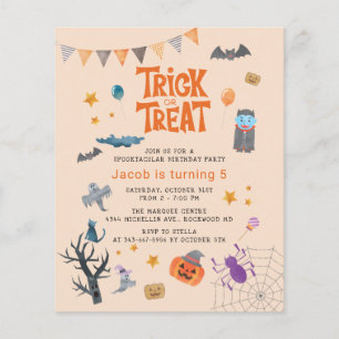 Budget Trick oder Treat Halloween Geburtstagsparty Flyer