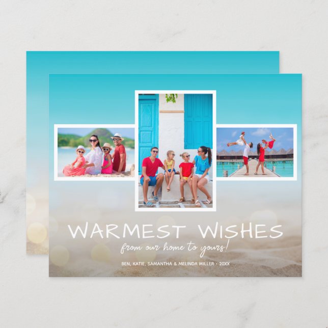 Budget Tropical Beach Multi Foto Ferienkarte (Vorne/Hinten)