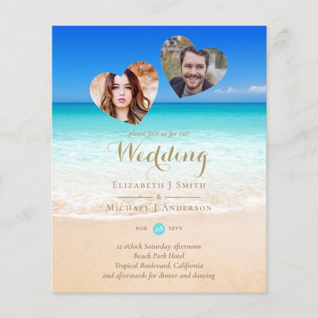 Budget Tropical Beach Verlobung Foto WEDD INV (Vorderseite)