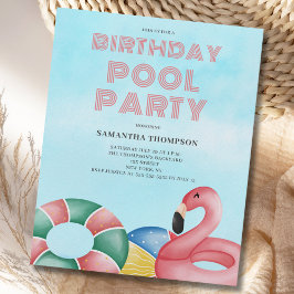 Budget Tropical Birthday Pool Party Einladung Flyer