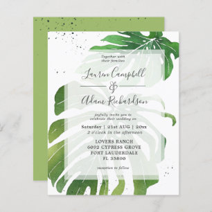 Budget Tropical Foliage Green Wedding Einladung