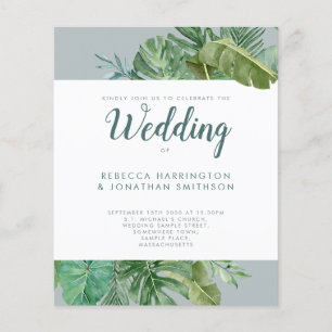 Budget Tropical Greenerity Gray Wedding Einladung