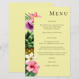 Budget Tropical Hawaiian Floral Menu- Yellow MED