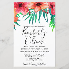 Budget Tropical Hibiskus Beach Hochzeit Einladung