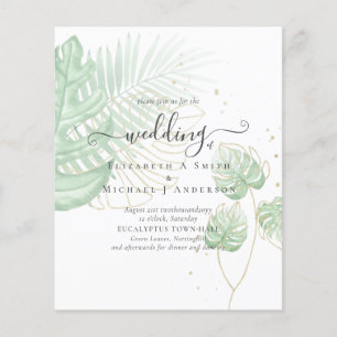 BUDGET Tropical Island Palm Blätter Beach Wedding Flyer