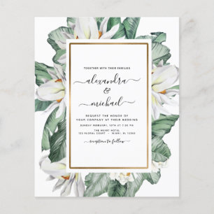 Budget Tropical Magnolia Palm Hochzeit Einladung Flyer