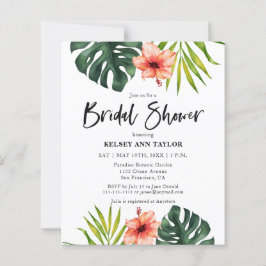 Budget Tropical Monstera  Bridal Shower Invitation