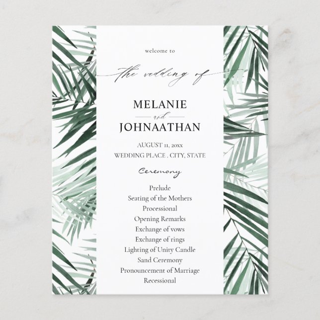 Budget Tropical Palm Blätter Hochzeit Flyer (Vorne)