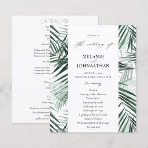 Budget Tropical Palm Blätter Hochzeitsprogramm