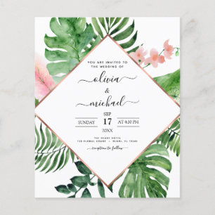 Budget Tropical Palm Geometric Wedding Einladung Flyer