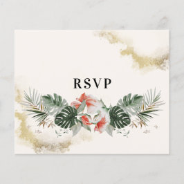 Budget Tropical Palm Wedding RSVP Flyer
