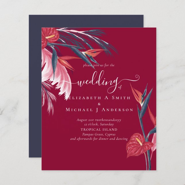 BUDGET Tropical Pampas Grass Navy Berry Wedding (Vorne/Hinten)