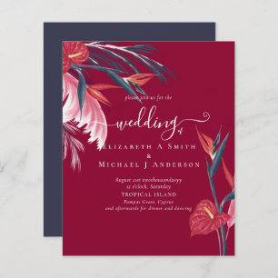 BUDGET Tropical Pampas Grass Navy Berry Wedding