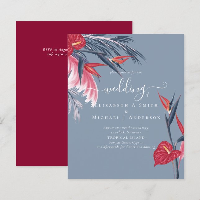 BUDGET Tropical Pampas Grass Navy Berry Wedding (Vorne/Hinten)