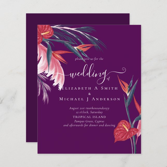 BUDGET Tropical Pampas Grass Navy Berry Wedding (Vorne/Hinten)