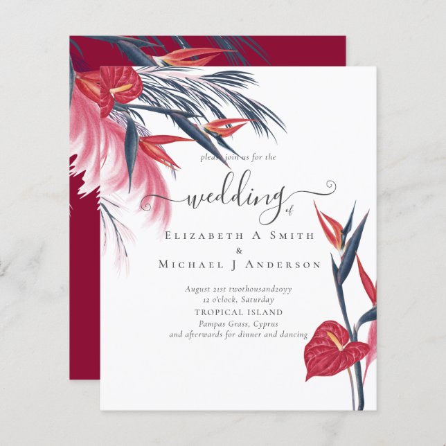 BUDGET Tropical Pampas Grass Navy Berry Wedding (Vorne/Hinten)