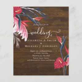 BUDGET Tropical Pampas Grass Navy Berry Wedding Flyer