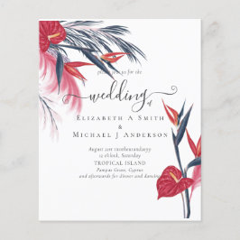 BUDGET Tropical Pampas Grass Navy Berry Wedding Flyer