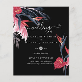 BUDGET Tropical Pampas Grass Navy Berry Wedding Flyer