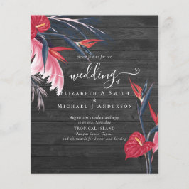 BUDGET Tropical Pampas Grass Navy Berry Wedding Flyer