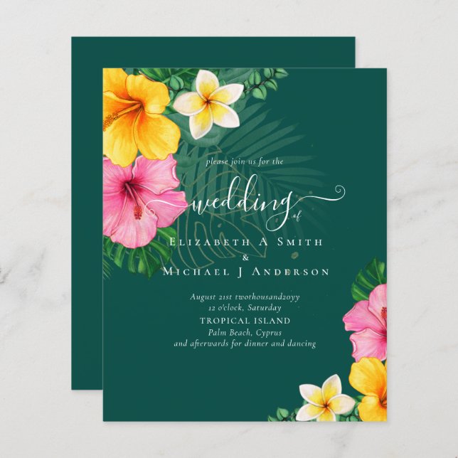 BUDGET Tropical Paradise Beach Wedding Florals (Vorne/Hinten)